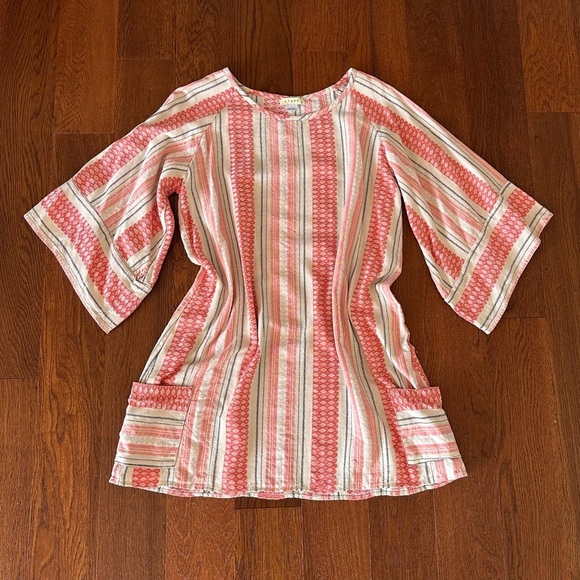 Stark X cotton Striped Shift Dress Resort Beach Cover Up size L - Picture 6 of 9